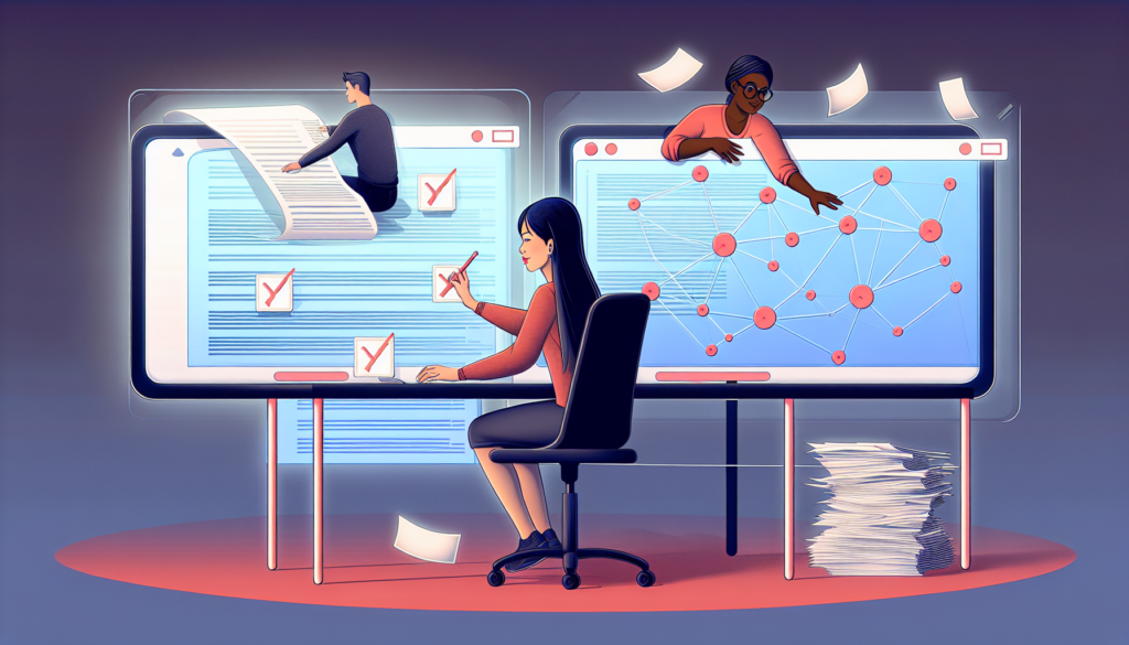 Illustration of a woman working at a desk illustrating website structure.