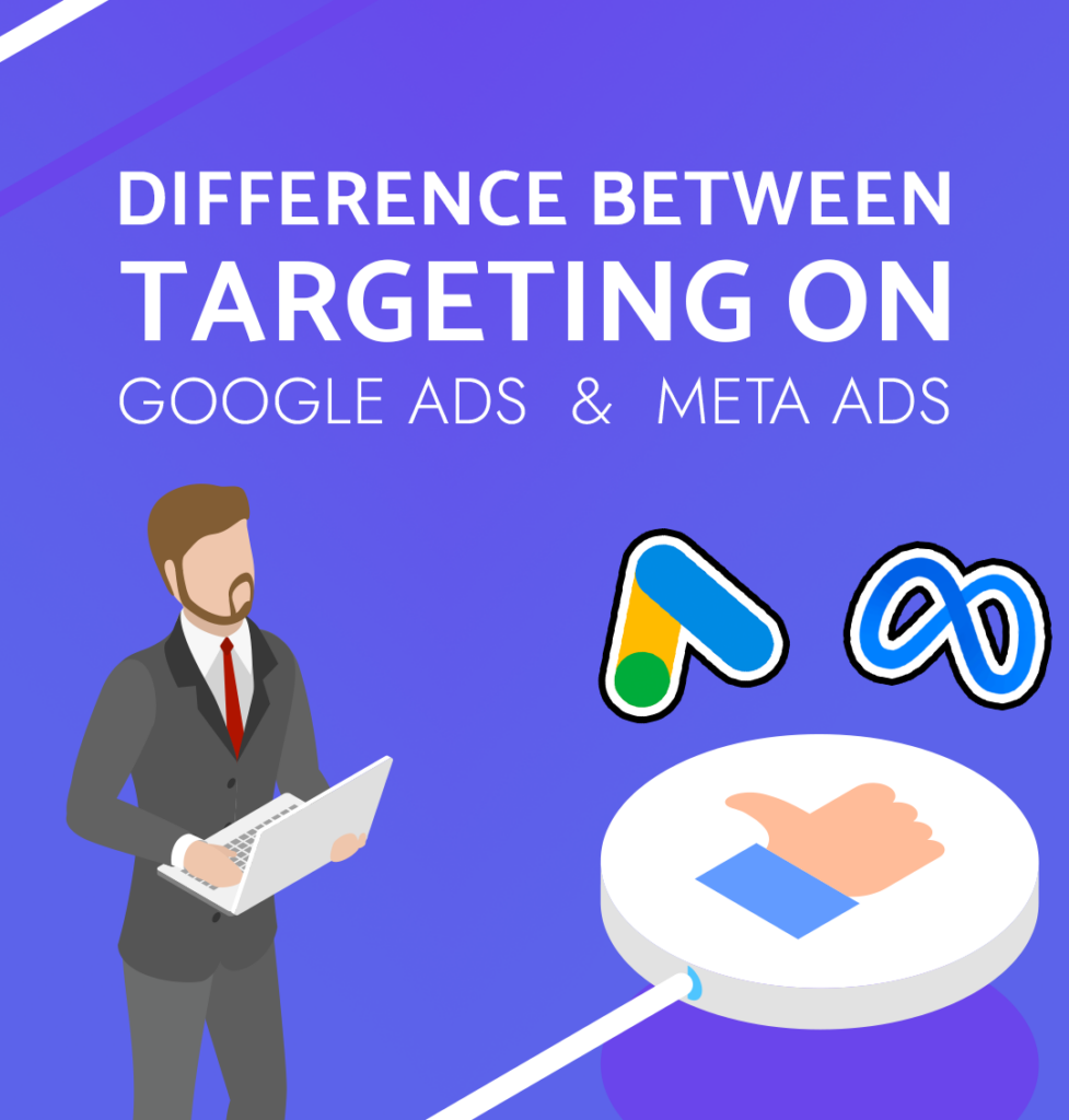 Difference between targeting on Google Ads and Meta Ads graphic
